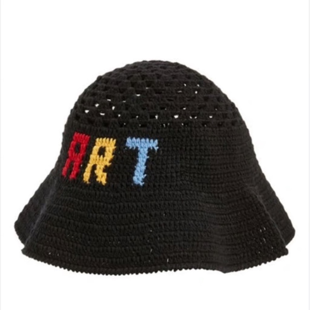 NWT Venessa Arizaga Art Crochet Bucket Hat.Color: Black